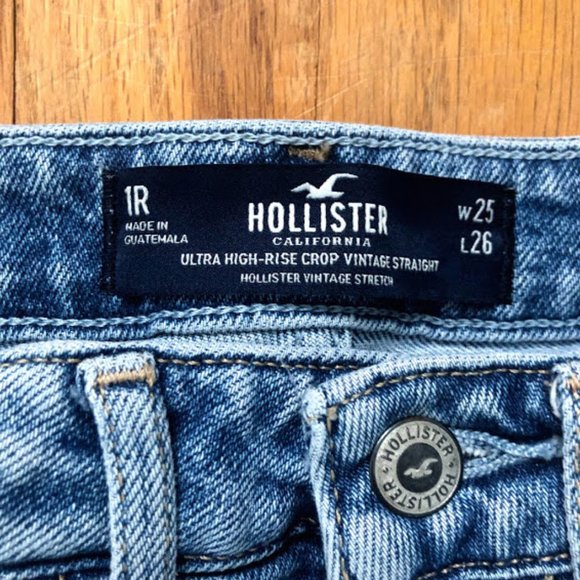 hollister vintage stretch ultra high rise crop straight jeans